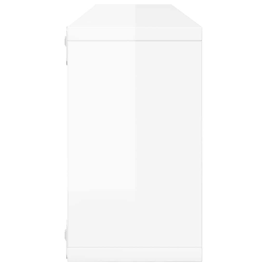 Wall Cube Shelves 2 pcs High Gloss White 80x15x26.5cm Engineered Wood
