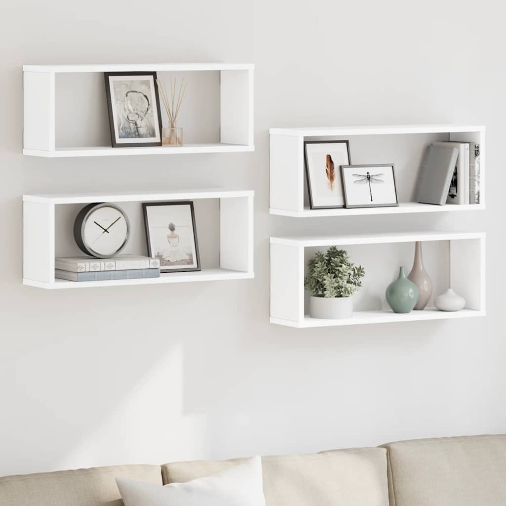 Wall Cube Shelves 4 pcs White 60x15x23 cm Engineered Wood