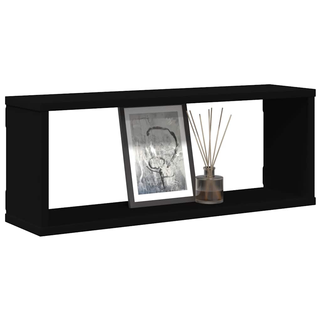 Wall Cube Shelves 4 pcs Black 60x15x23 cm Engineered Wood