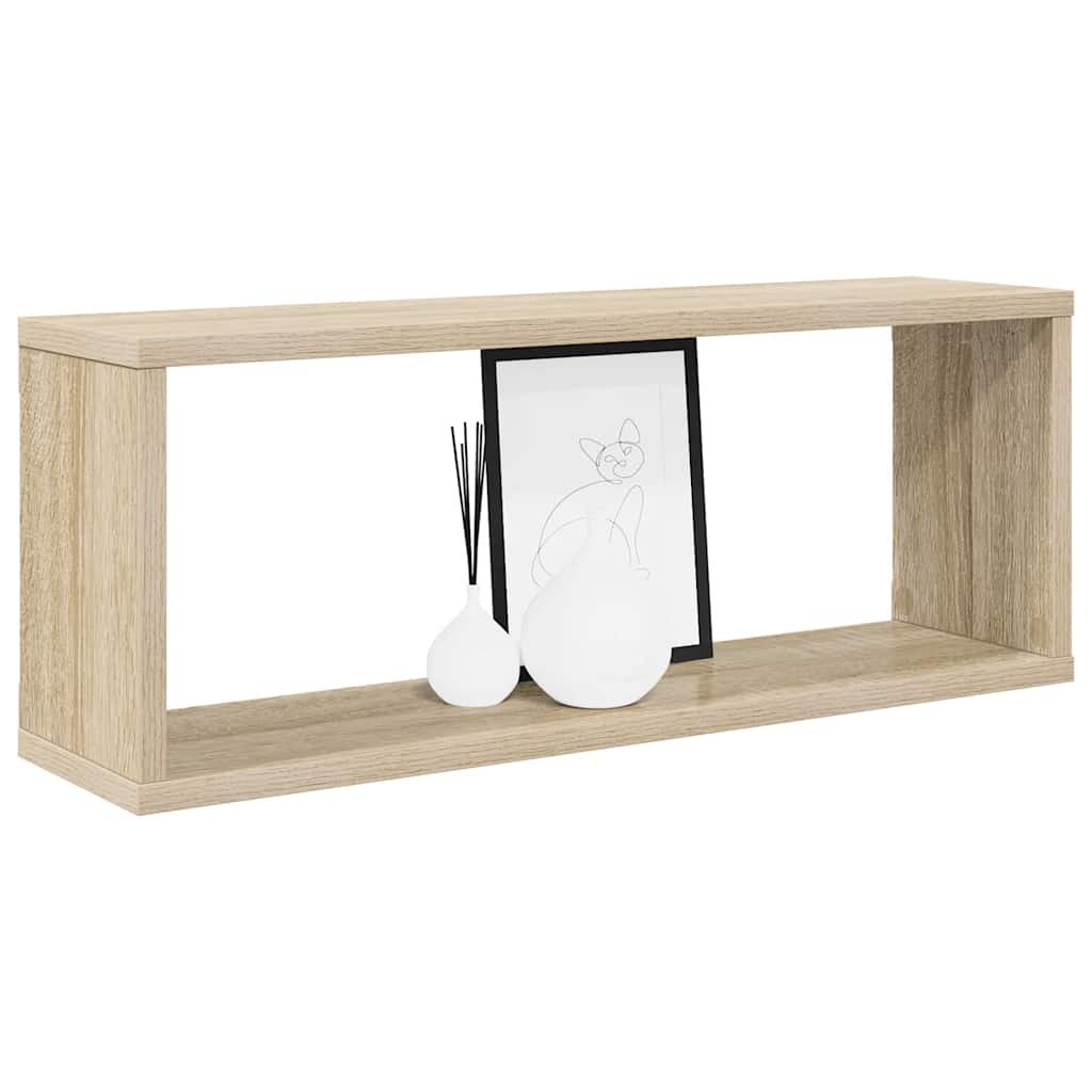 Wall Cube Shelves 4 pcs White and Sonoma Oak 60x15x23 cm Engineered Wood