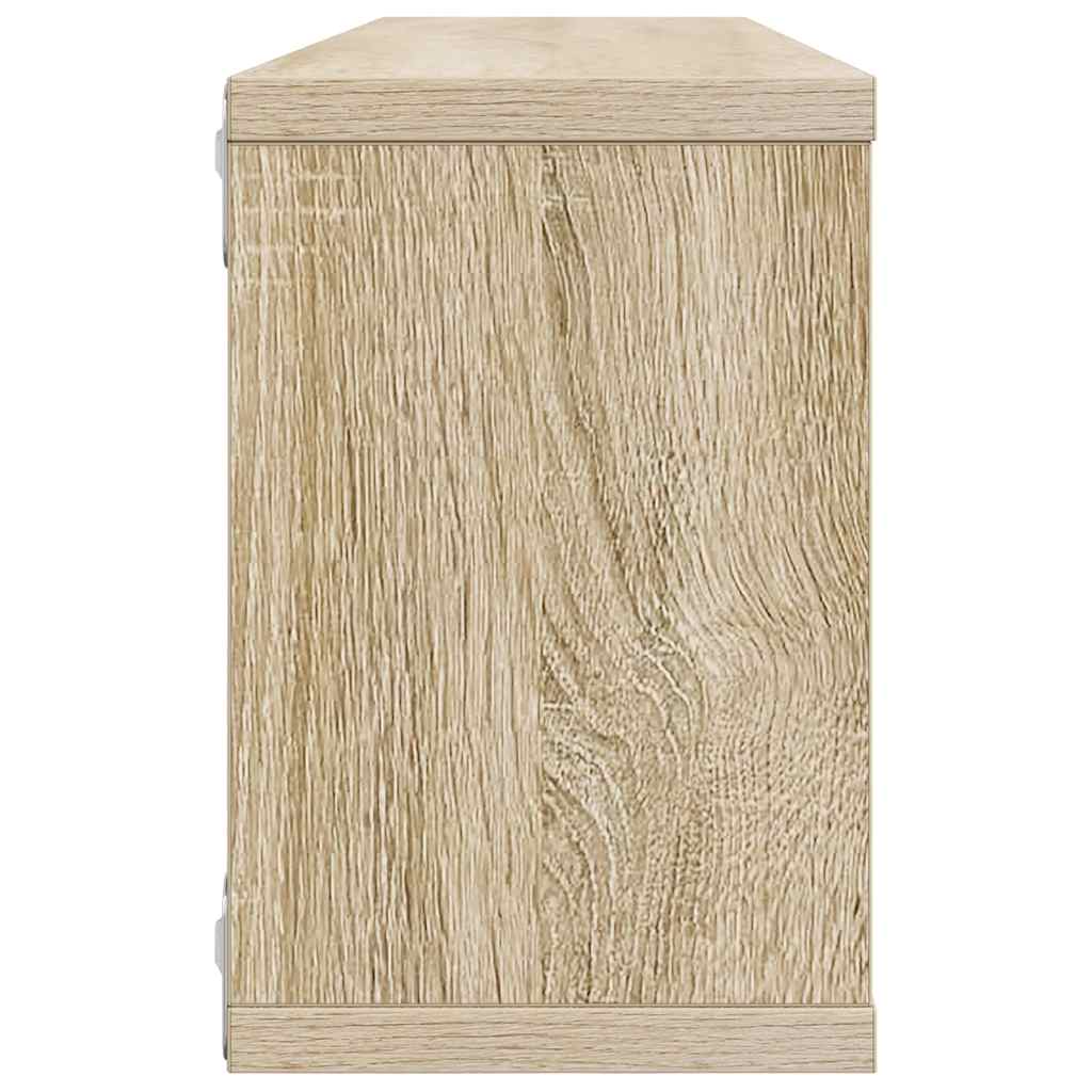 Wall Cube Shelves 4 pcs White and Sonoma Oak 60x15x23 cm Engineered Wood