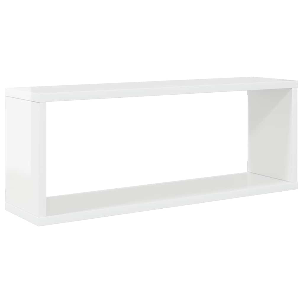 Wall Cube Shelves 2 pcs High Gloss White 60x15x23 cm Engineered Wood