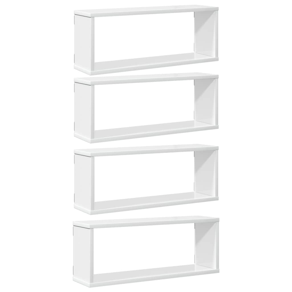 Wall Cube Shelves 4 pcs High Gloss White 60x15x23 cm Engineered Wood
