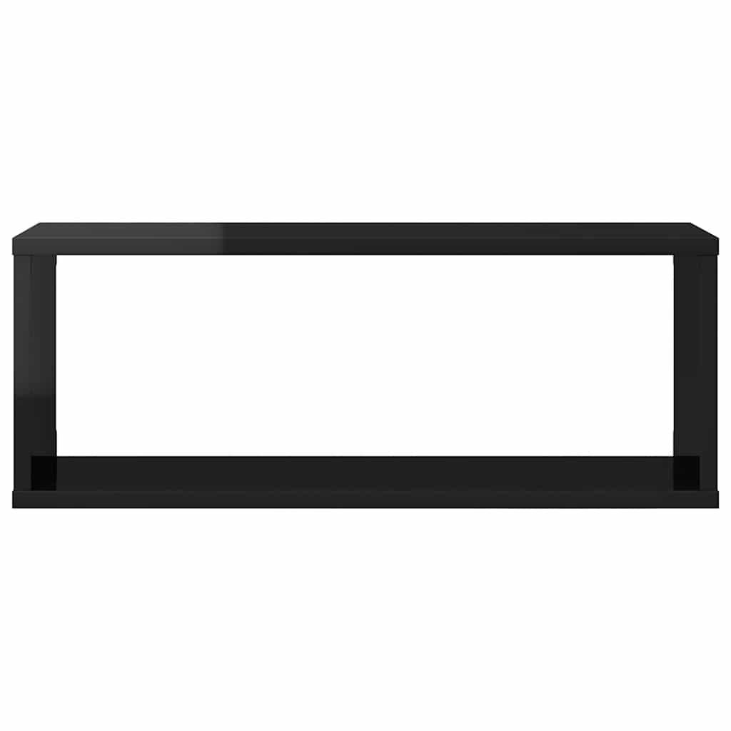 Wall Cube Shelves 4 pcs High Gloss Black 60x15x23 cm Engineered Wood