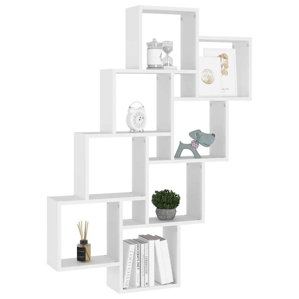 Wall Cube Shelf White 90x15x119 cm Engineered Wood