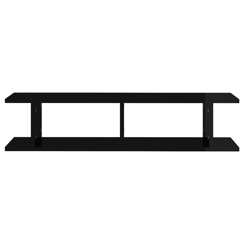 Wall Shelves 2 pcs High Gloss Black 90x18x20 cm Engineered Wood