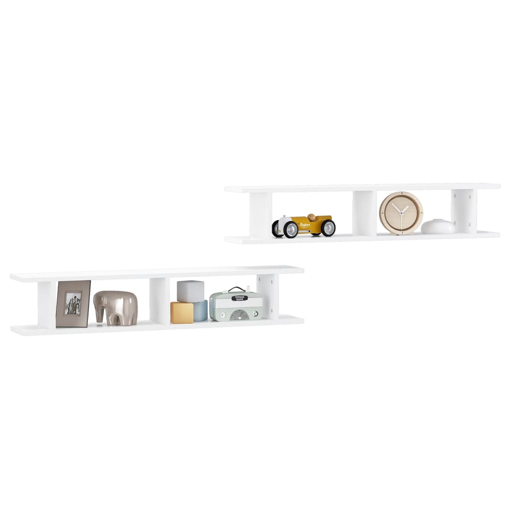 Wall Shelves 2 pcs White 105x18x20 cm Engineered Wood