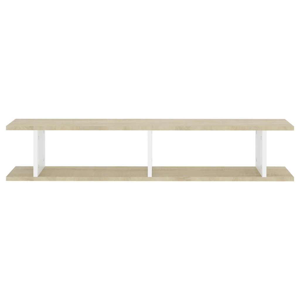 Wall Shelves 2 pcs White and Sonoma Oak 105x18x20 cm Engineered Wood