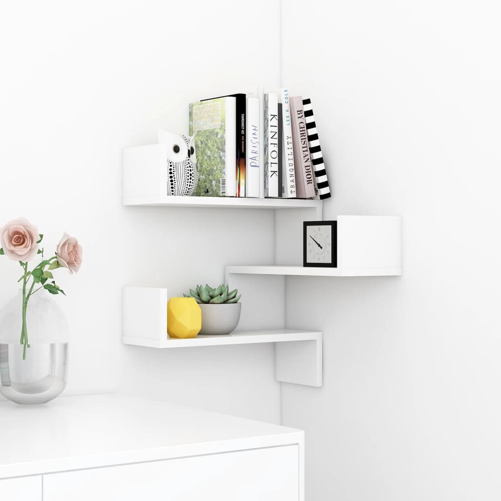 Wall Corner Shelf High Gloss White 40x40x50 cm Engineered Wood