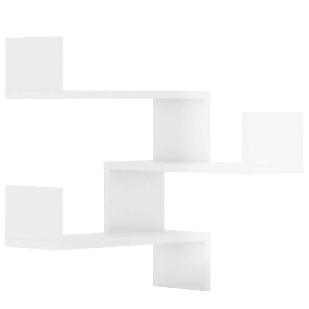 Wall Corner Shelves 2 pcs High Gloss White 40x40x50 cm Engineered Wood