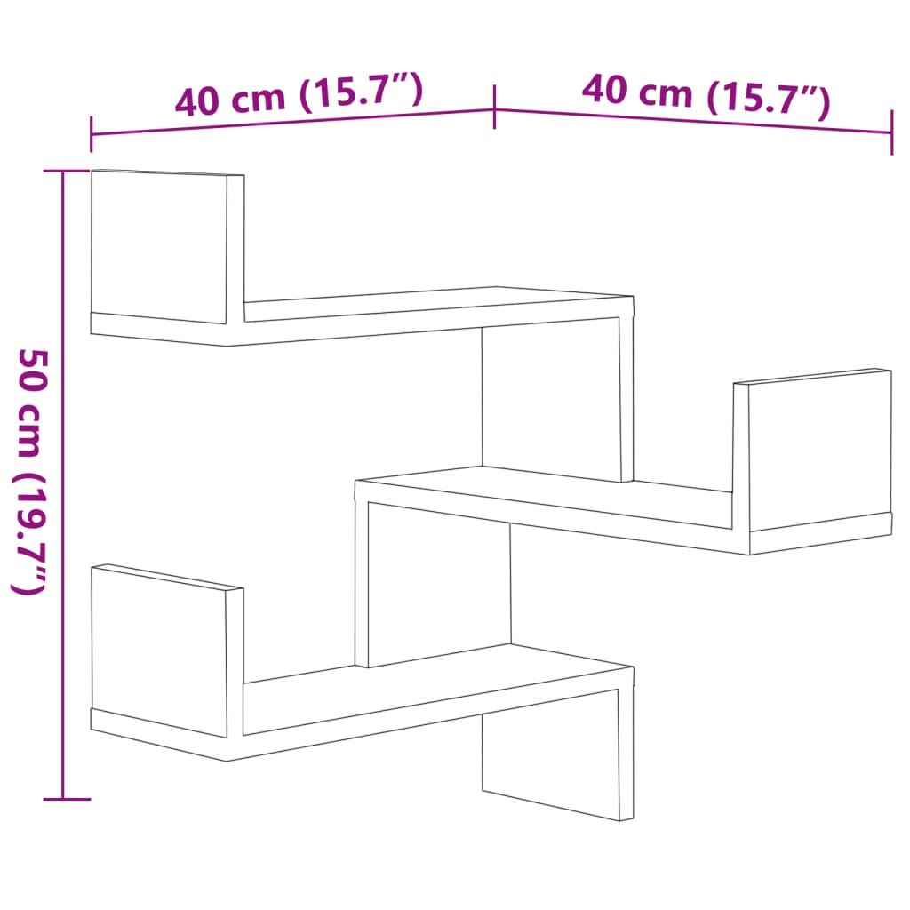 Wall Corner Shelves 2 pcs High Gloss Black 40x40x50 cm Engineered Wood