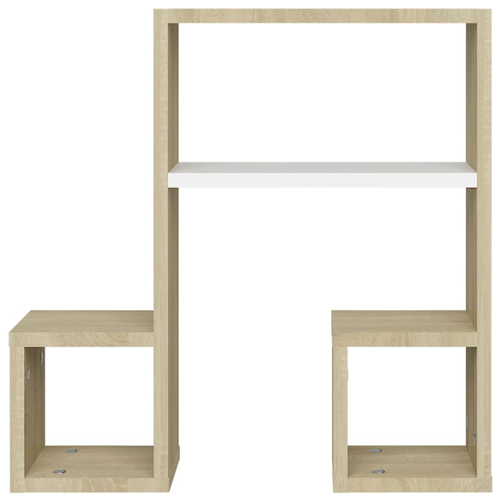 Wall Shelves 2 pcs White and Sonoma Oak 50x15x50 cm Engineered Wood
