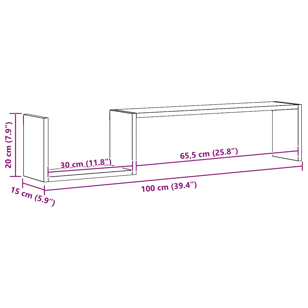 Wall Shelves 2 pcs White 100x15x20 cm Engineered Wood