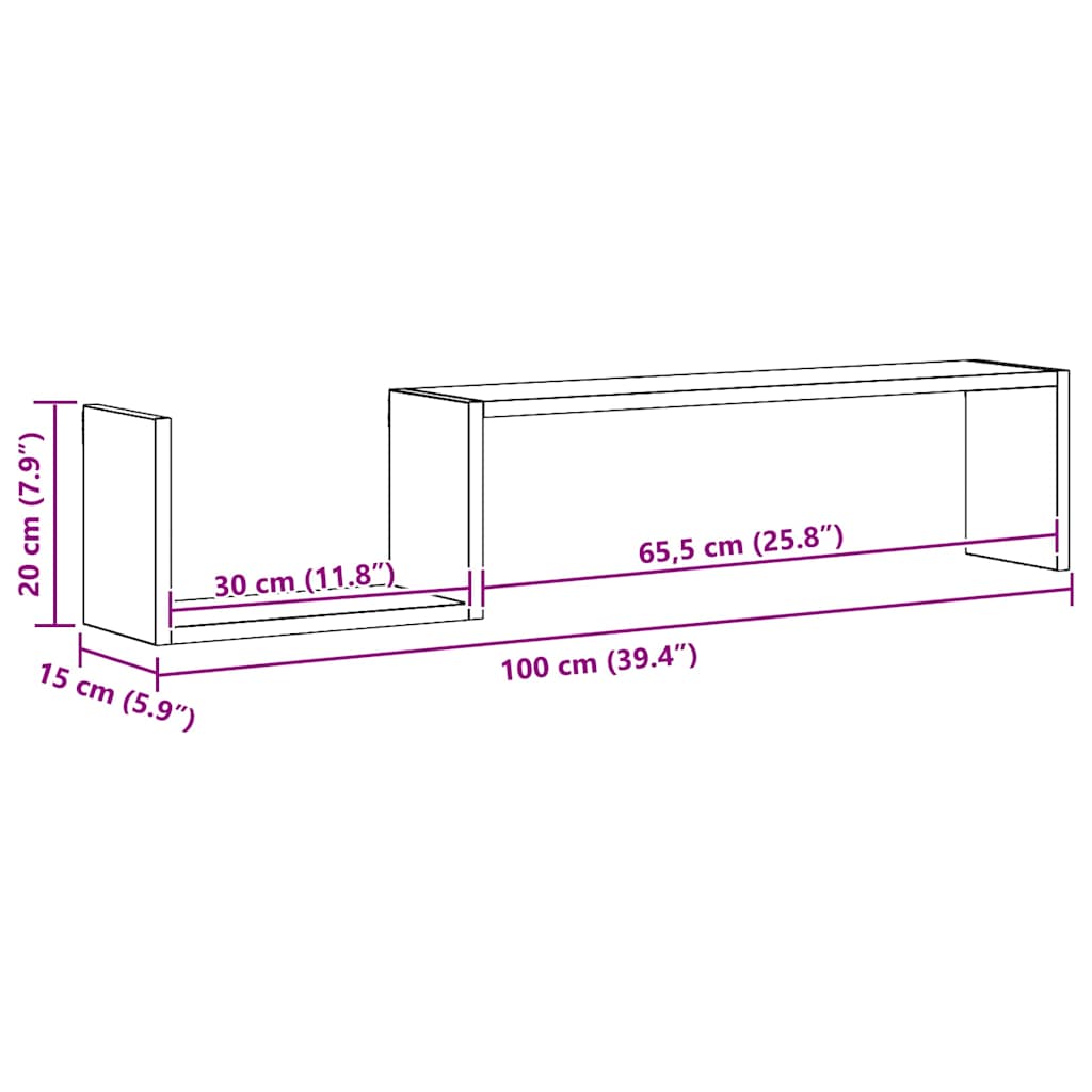 Wall Shelves 2 pcs High Gloss White 100x15x20 cm Engineered Wood