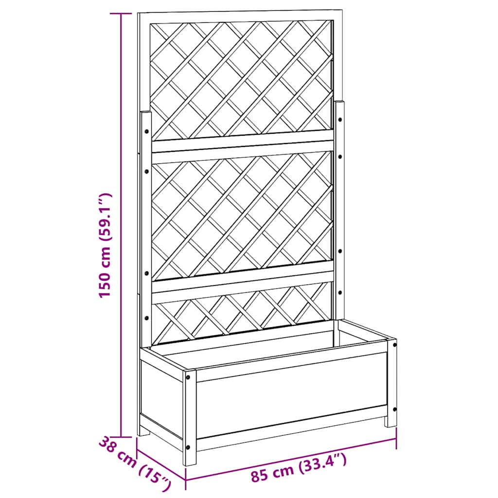Raised Bed with Trellis 85x38x150 cm Solid Acacia Wood