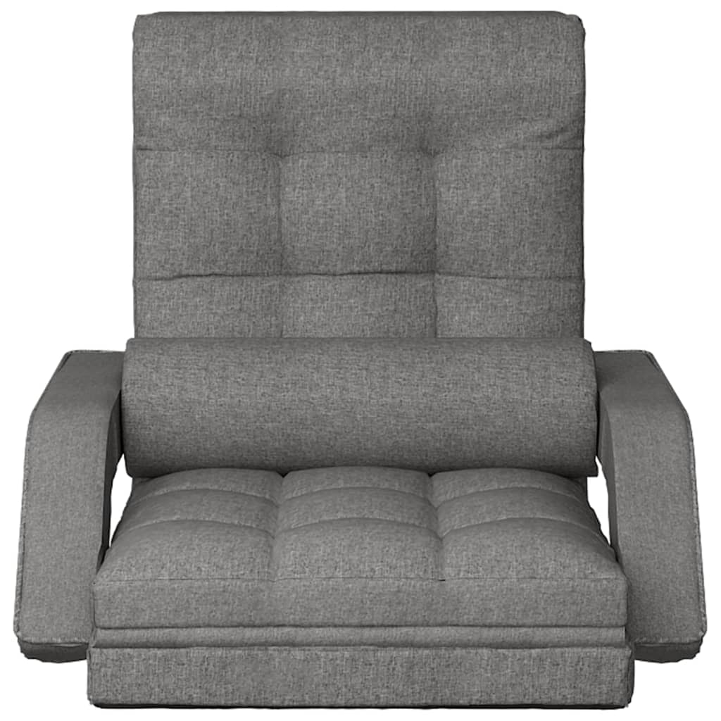 Folding Floor Chair with Bed Function Light Grey Fabric