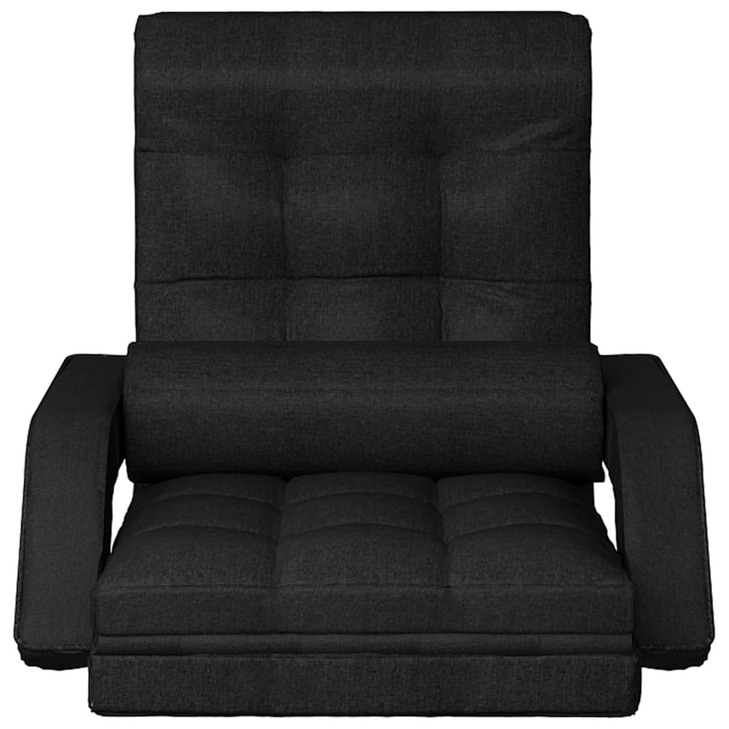 Folding Floor Chair with Bed Function Black Fabric