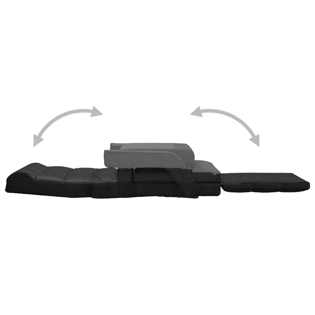 Folding Floor Chair with Bed Function Black Fabric