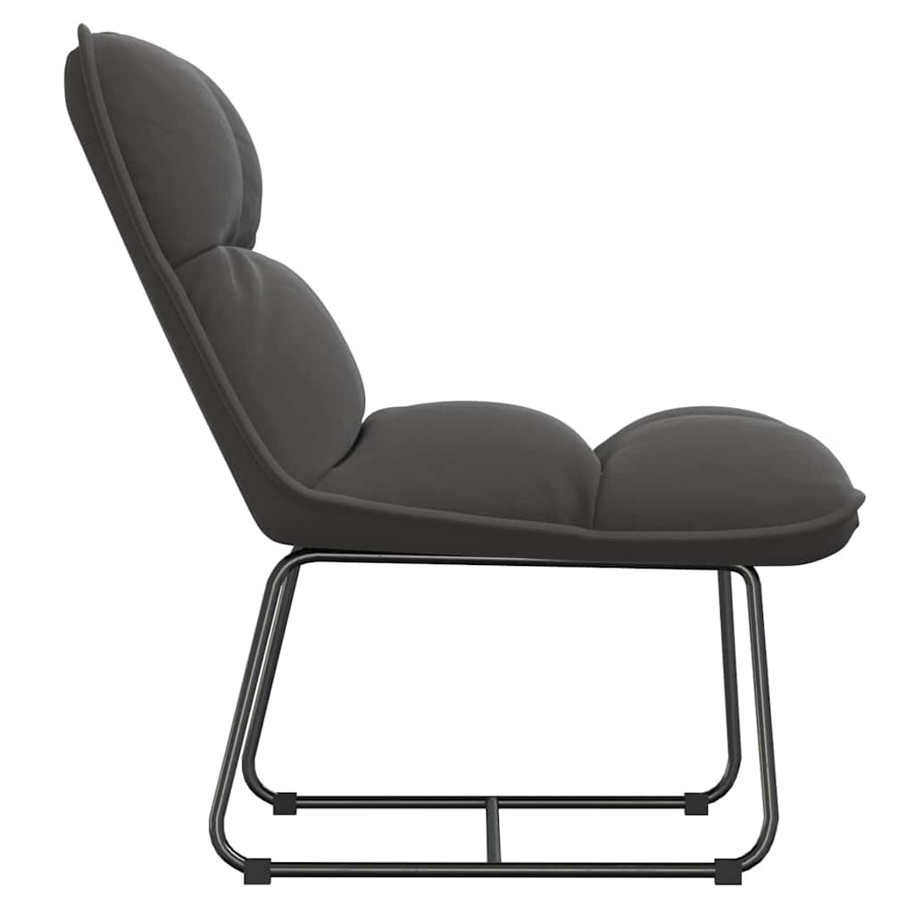 Leisure Chair with Metal Frame Dark Grey Velvet