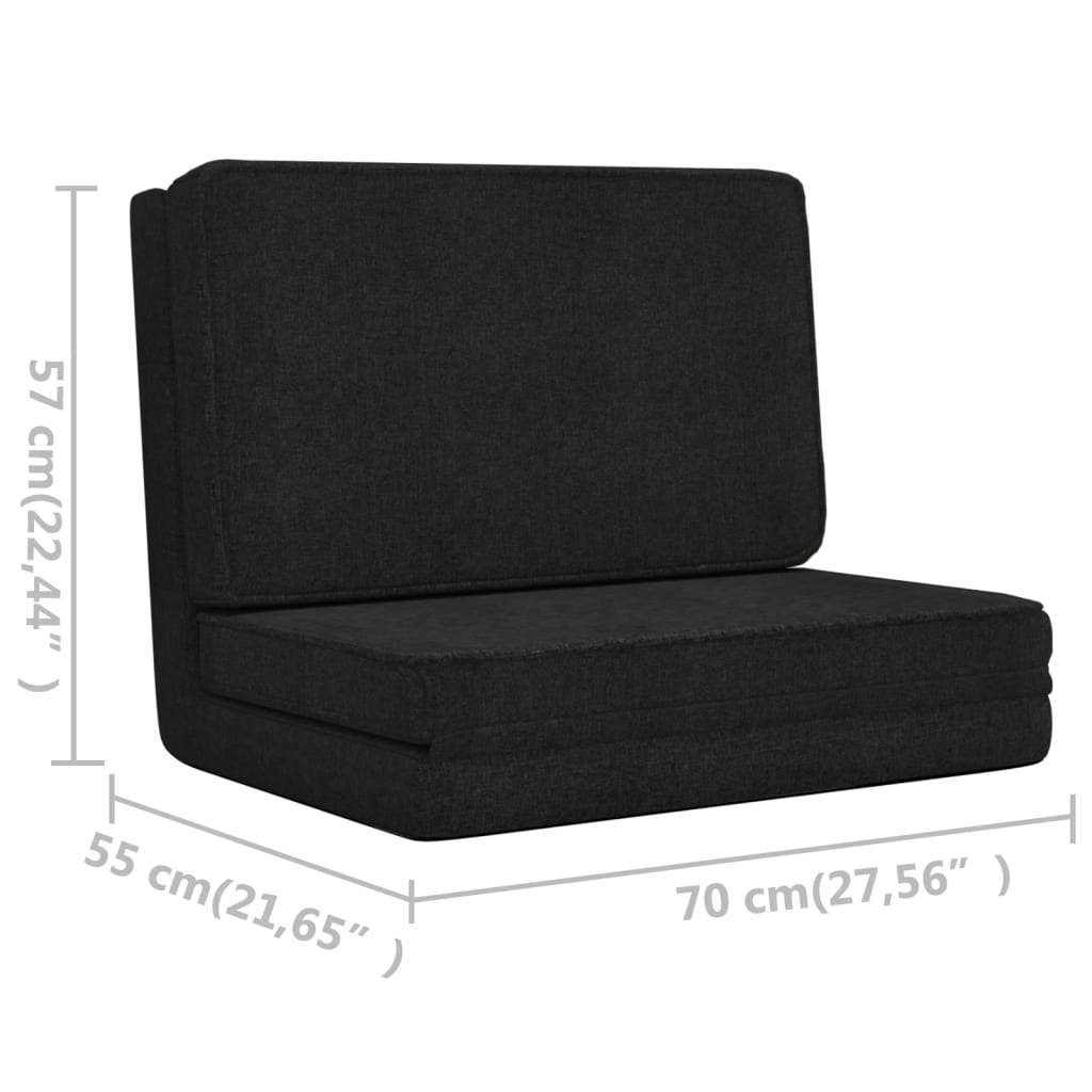 Folding Floor Chair Black Fabric