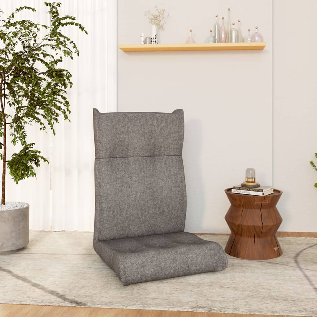 Folding Floor Chair Light Grey Fabric