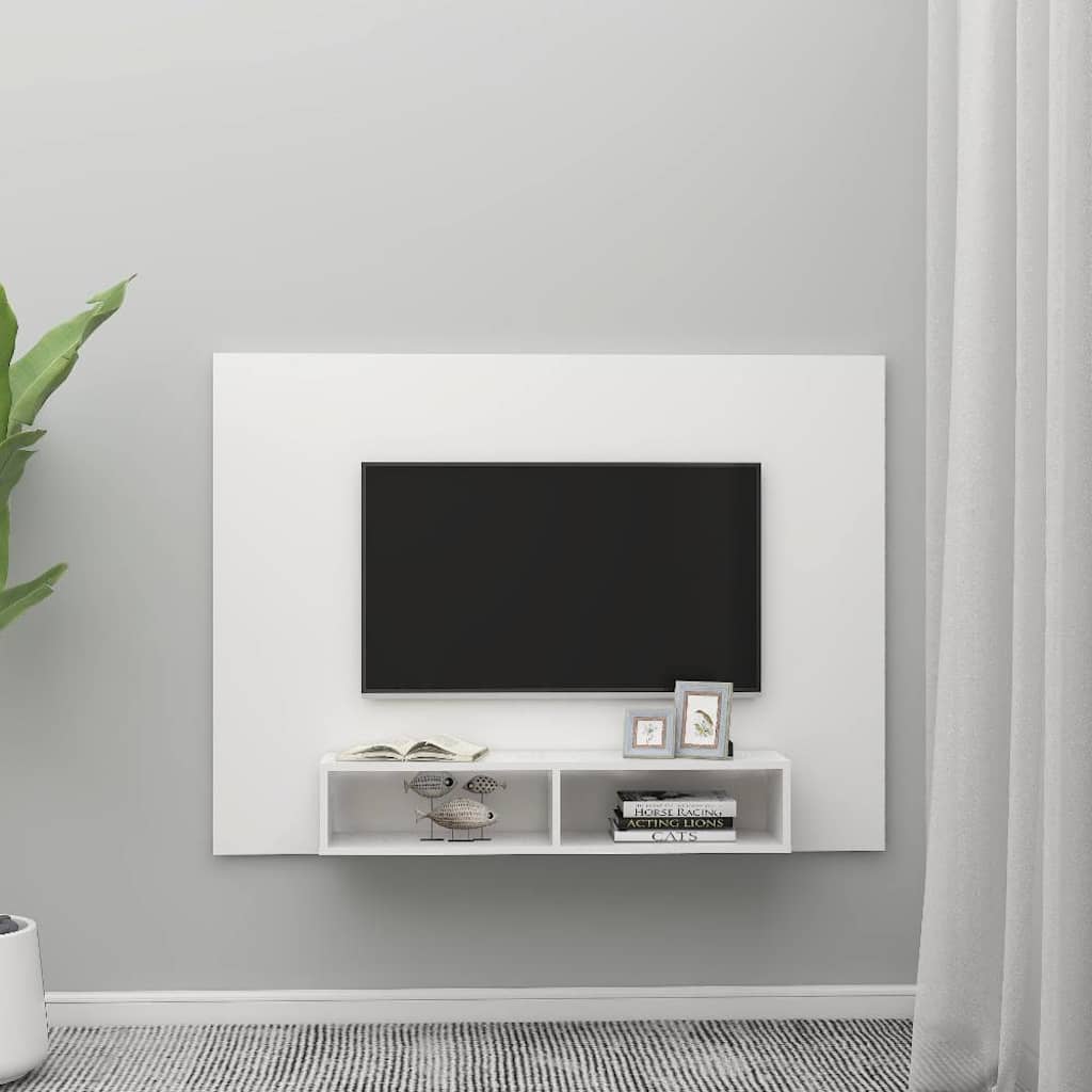 Wall TV Cabinet White 135x23.5x90 cm Engineered Wood