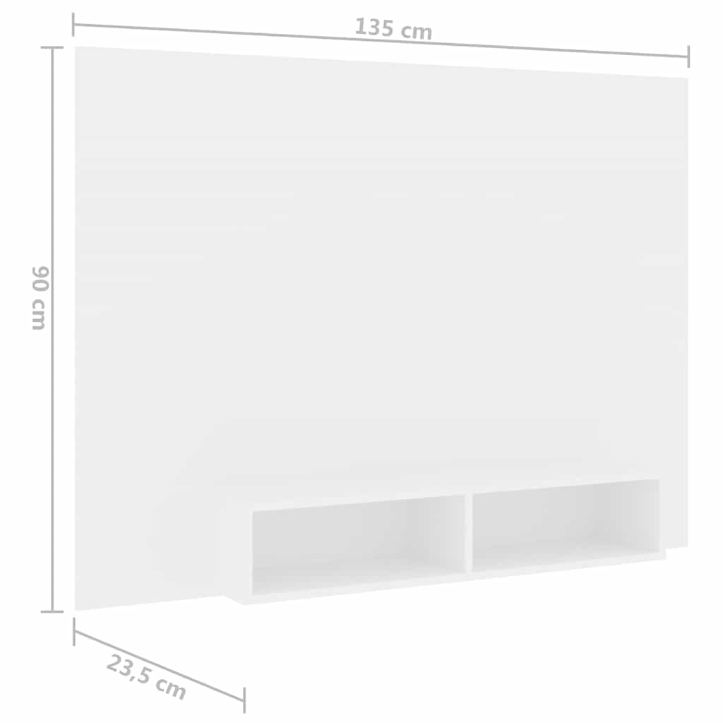 Wall TV Cabinet White 135x23.5x90 cm Engineered Wood