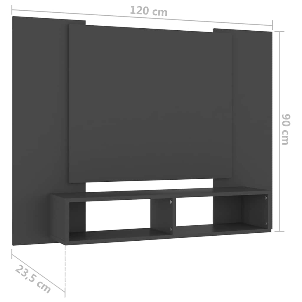 Wall TV Cabinet Grey 120x23.5x90 cm Engineered Wood