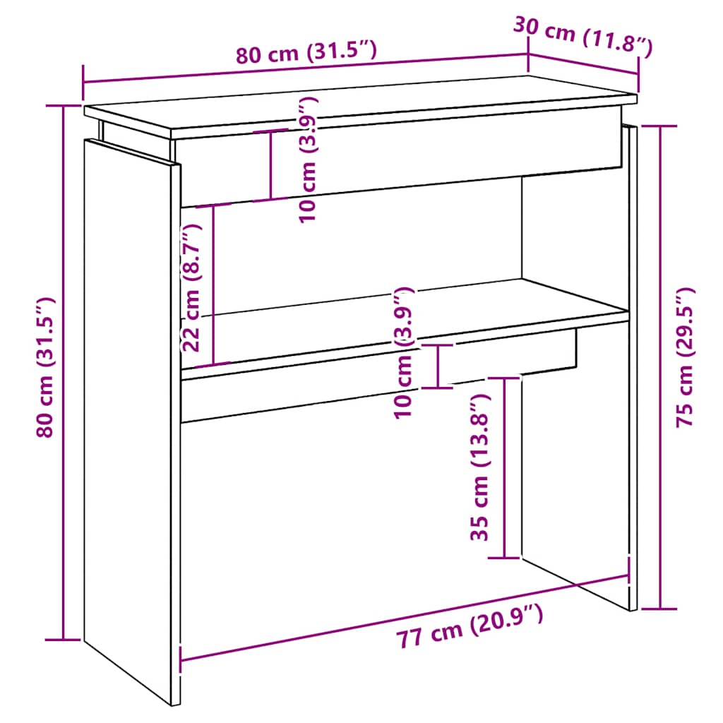 Console Table Sonoma Oak 80x30x80 cm Engineered Wood