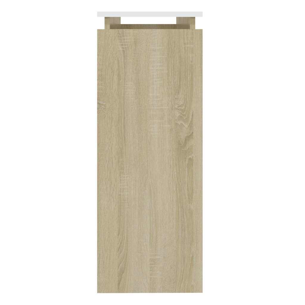 Console Table White and Sonoma Oak 102x30x80 cm Engineered Wood