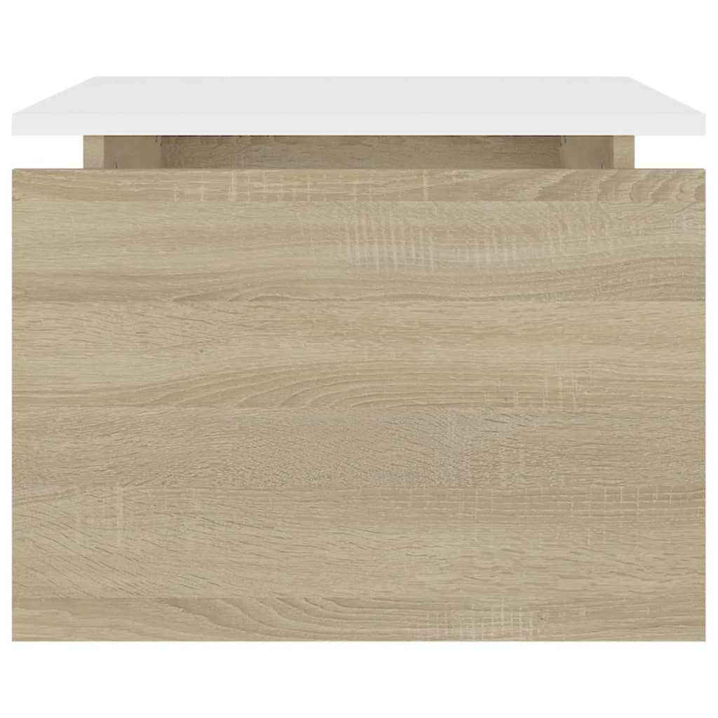 Coffee Table White and Sonoma Oak 68x50x38 cm Engineered Wood