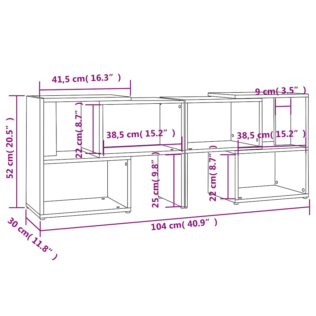 TV Cabinet Black 104x30x52 cm Engineered Wood