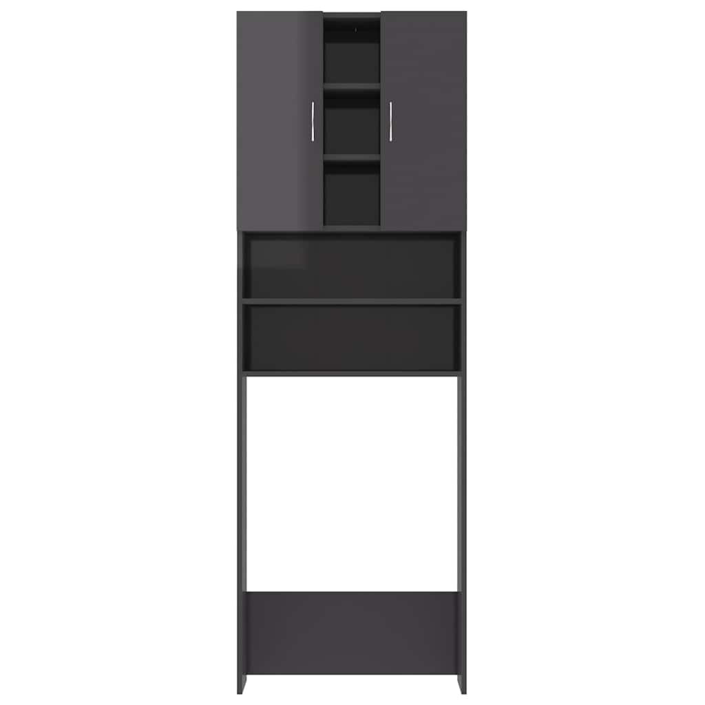 Washing Machine Cabinet High Gloss Grey 64x25.5x190 cm