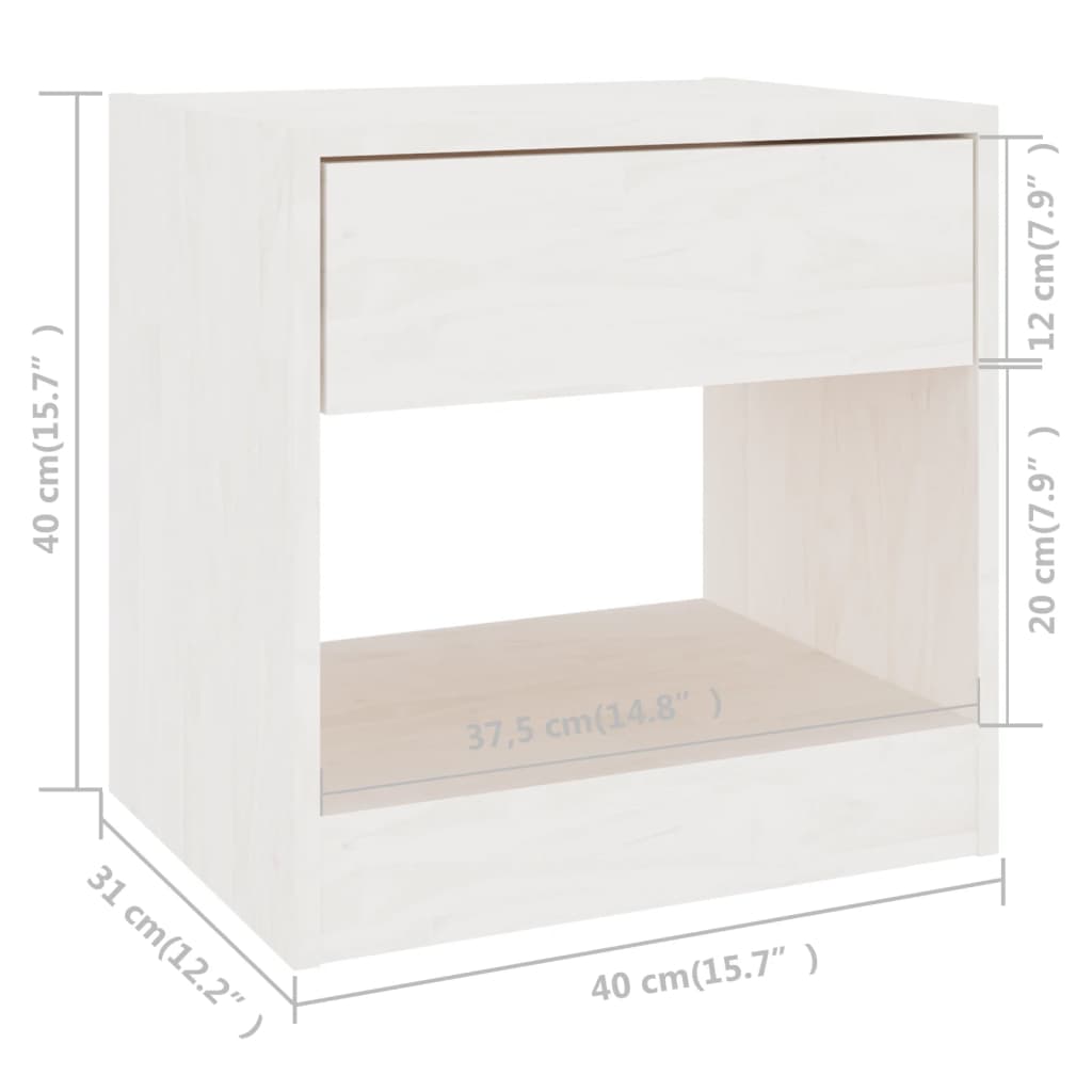Bedside Cabinet White 40x31x40 cm Solid Pinewood