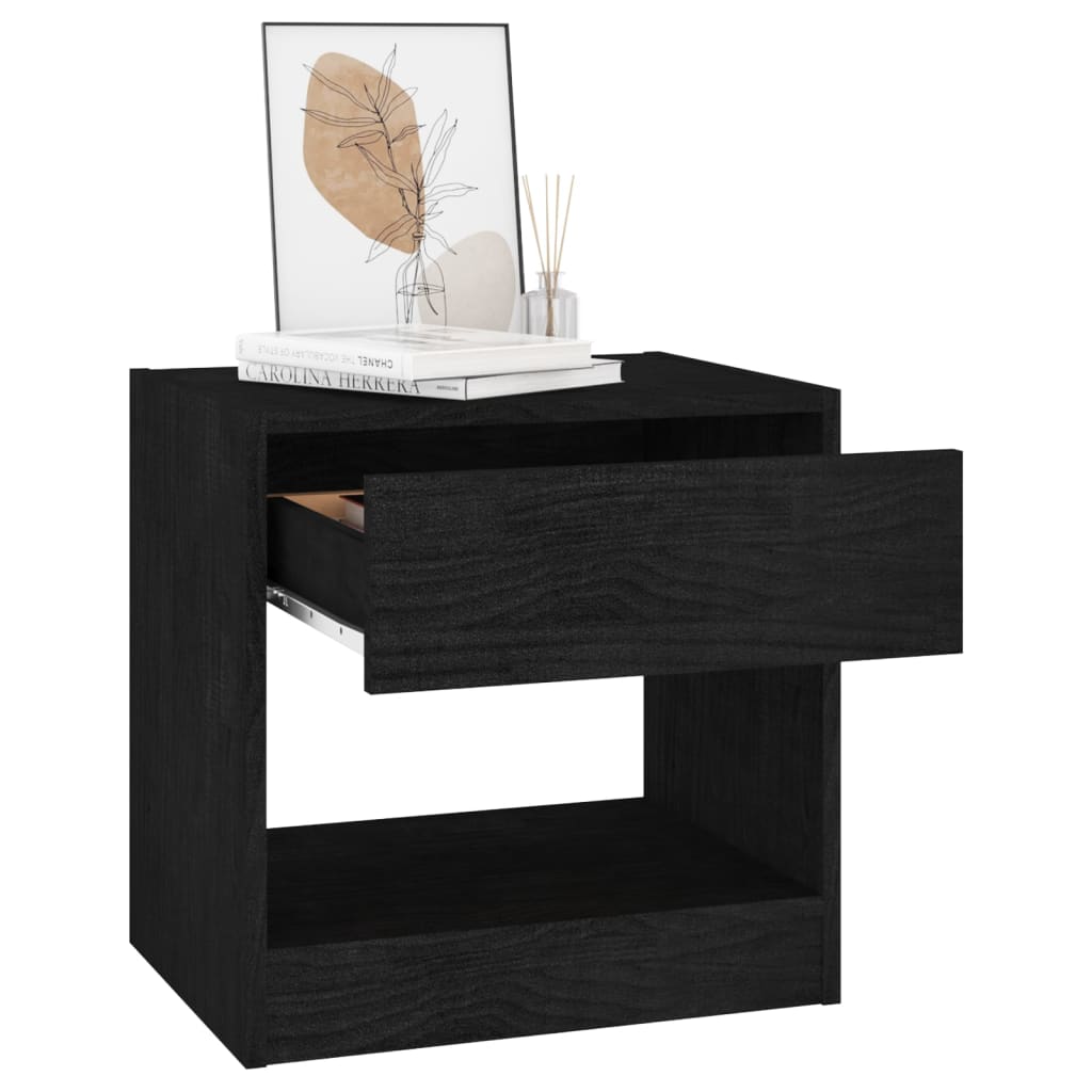 Bedside Cabinet Black 40x31x40 cm Solid Pinewood