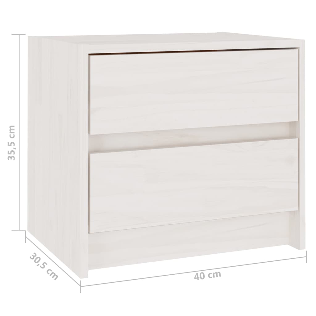 Bedside Cabinets 2 pcs White 40x30.5x35.5 cm Solid Pine Wood