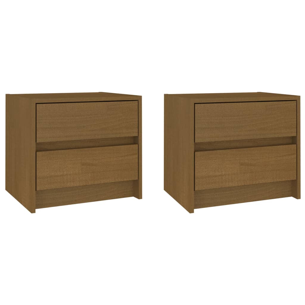 Bedside Cabinets 2 pcs Honey Brown Solid Pine Wood