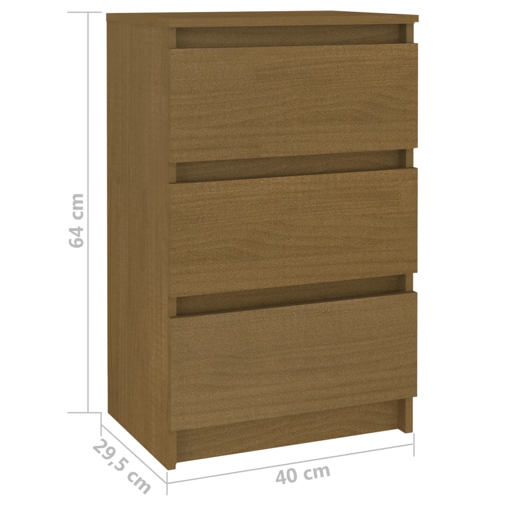 Bedside Cabinet Honey Brown 40x29.5x64 cm Solid Pine Wood