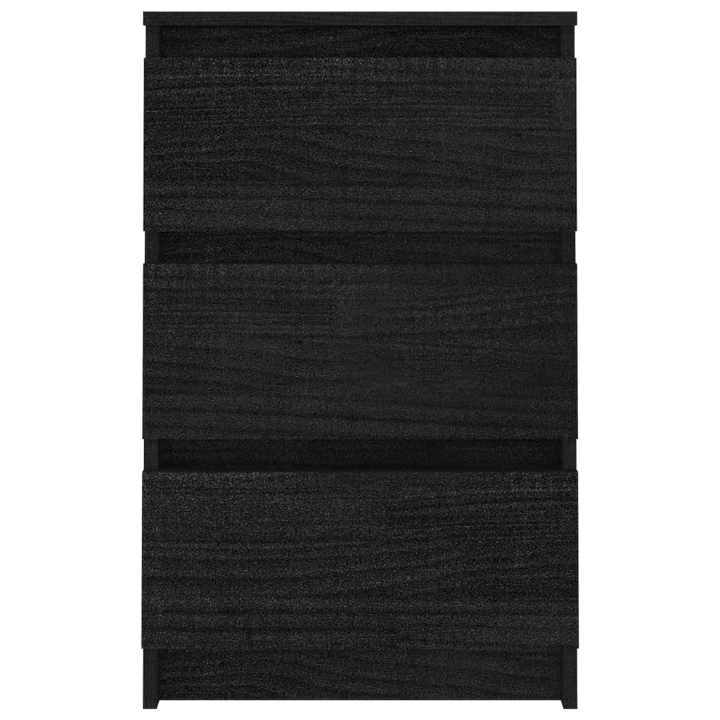 Bedside Cabinet Black 40x29.5x64 cm Solid Pine Wood