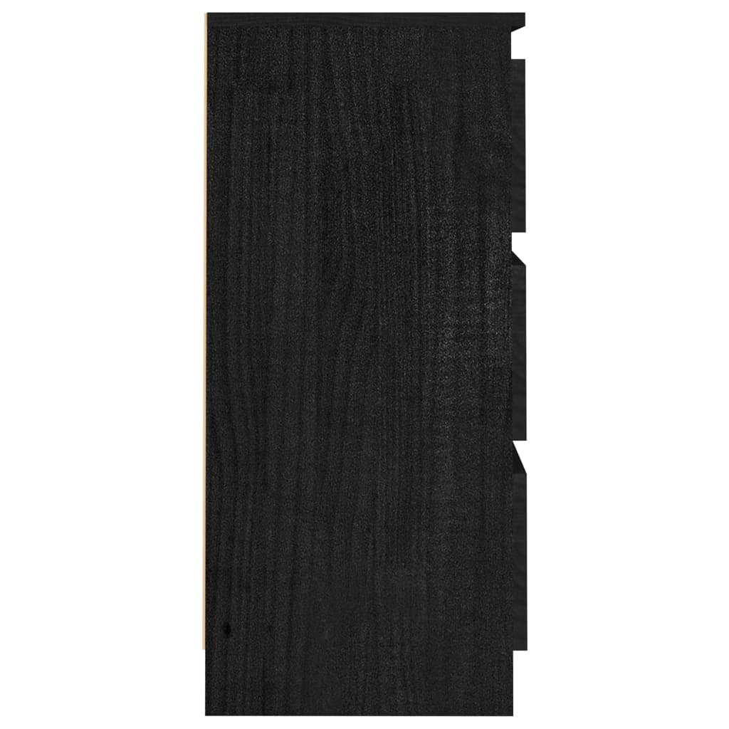 Bedside Cabinet Black 40x29.5x64 cm Solid Pine Wood