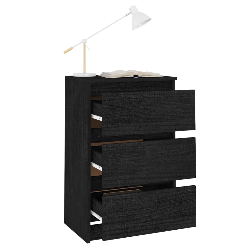 Bedside Cabinets 2 pcs Black 40x29.5x64 cm Solid Pine Wood