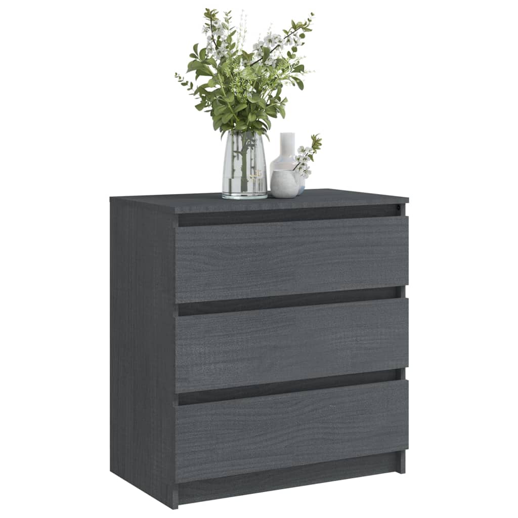 Bedside Cabinet Grey 60x36x64 cm Solid Pinewood