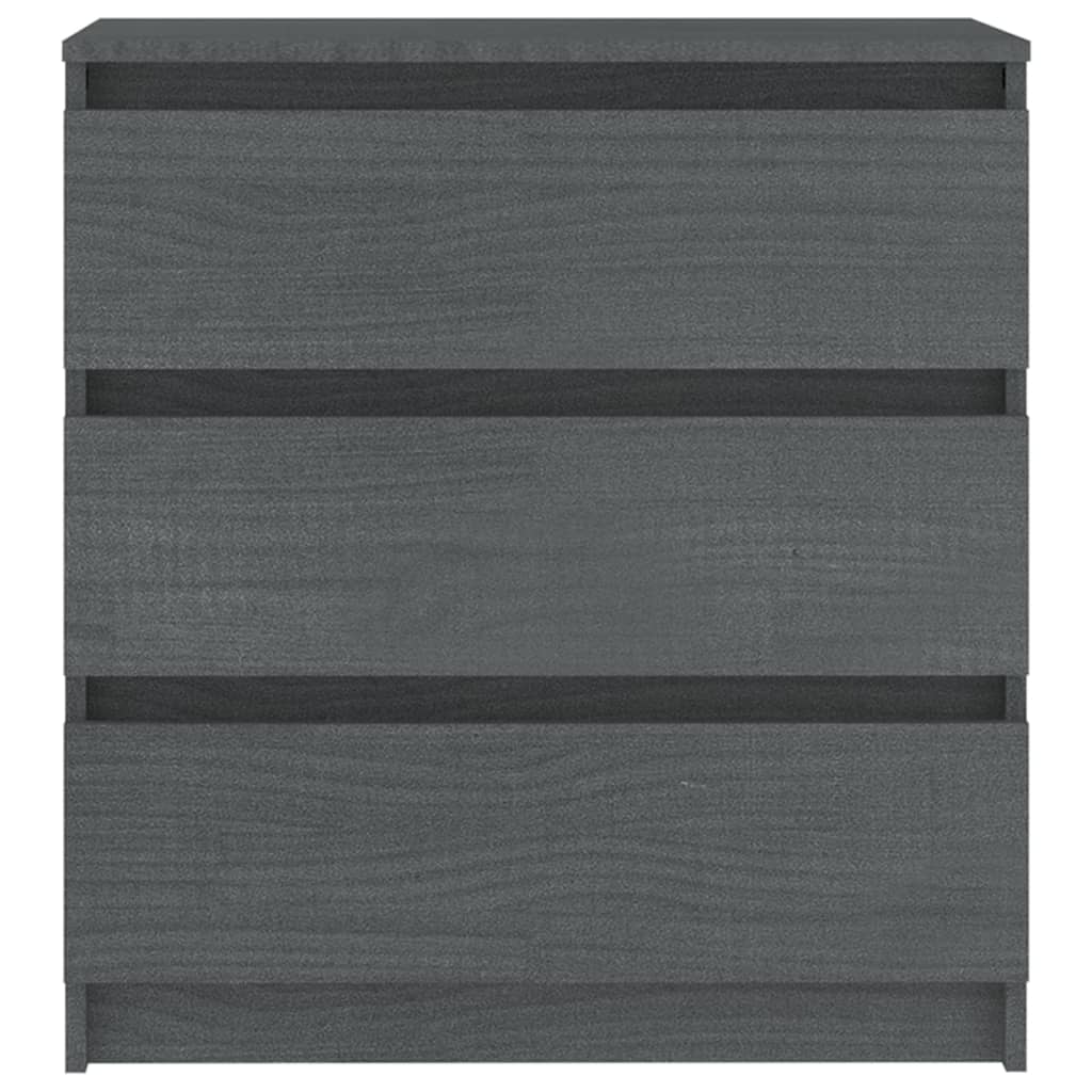 Bedside Cabinet Grey 60x36x64 cm Solid Pinewood