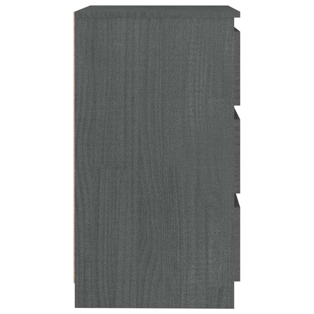 Bedside Cabinet Grey 60x36x64 cm Solid Pinewood