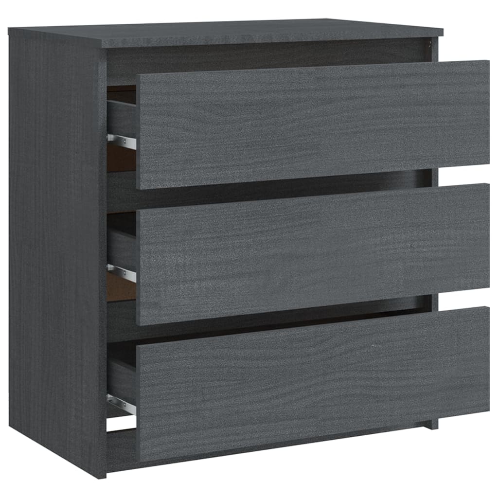 Bedside Cabinet Grey 60x36x64 cm Solid Pinewood