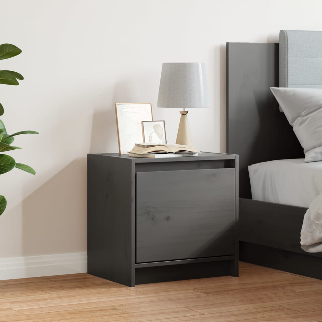 Bedside Cabinet Grey 40x30.5x40 cm Solid Pinewood