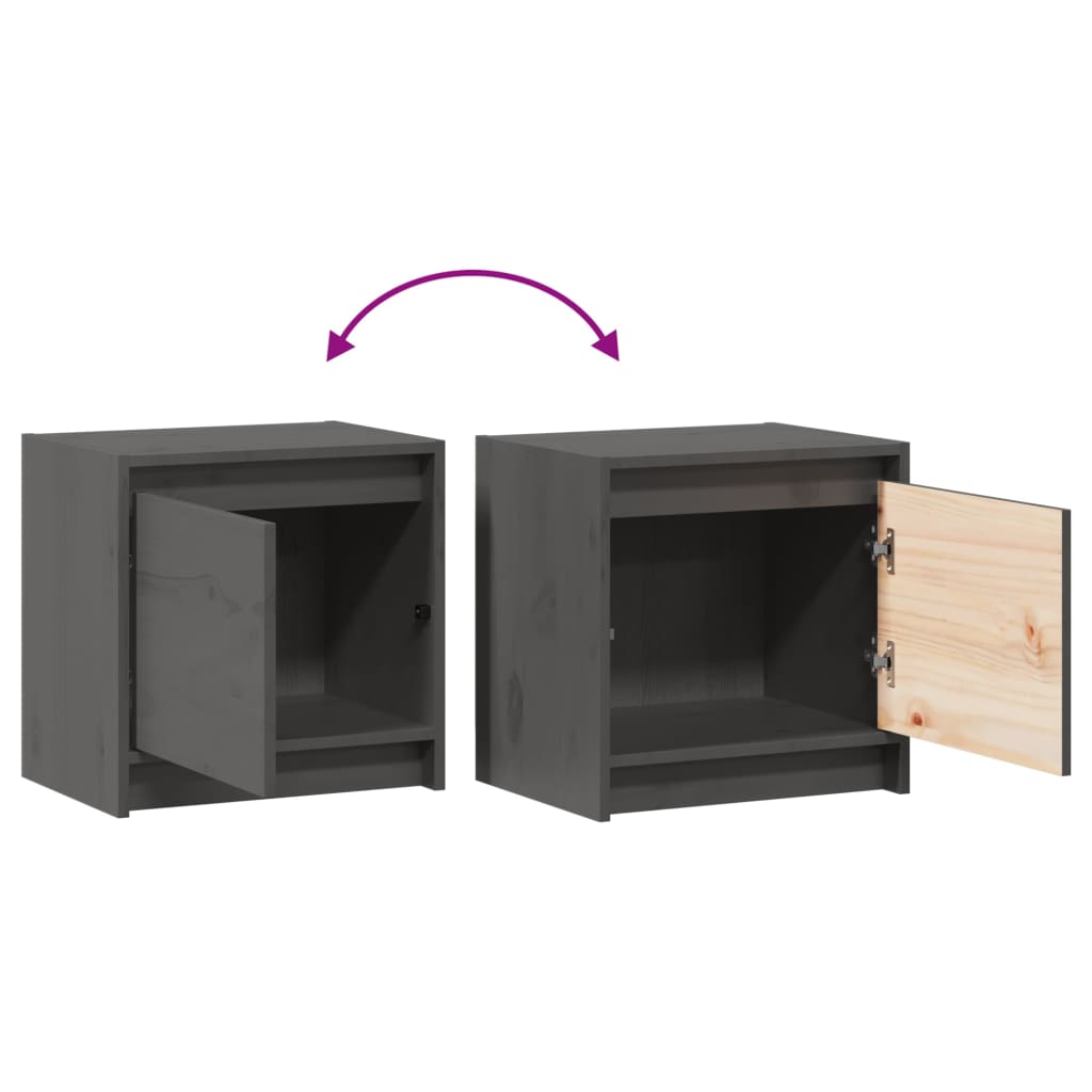 Bedside Cabinet Grey 40x30.5x40 cm Solid Pinewood