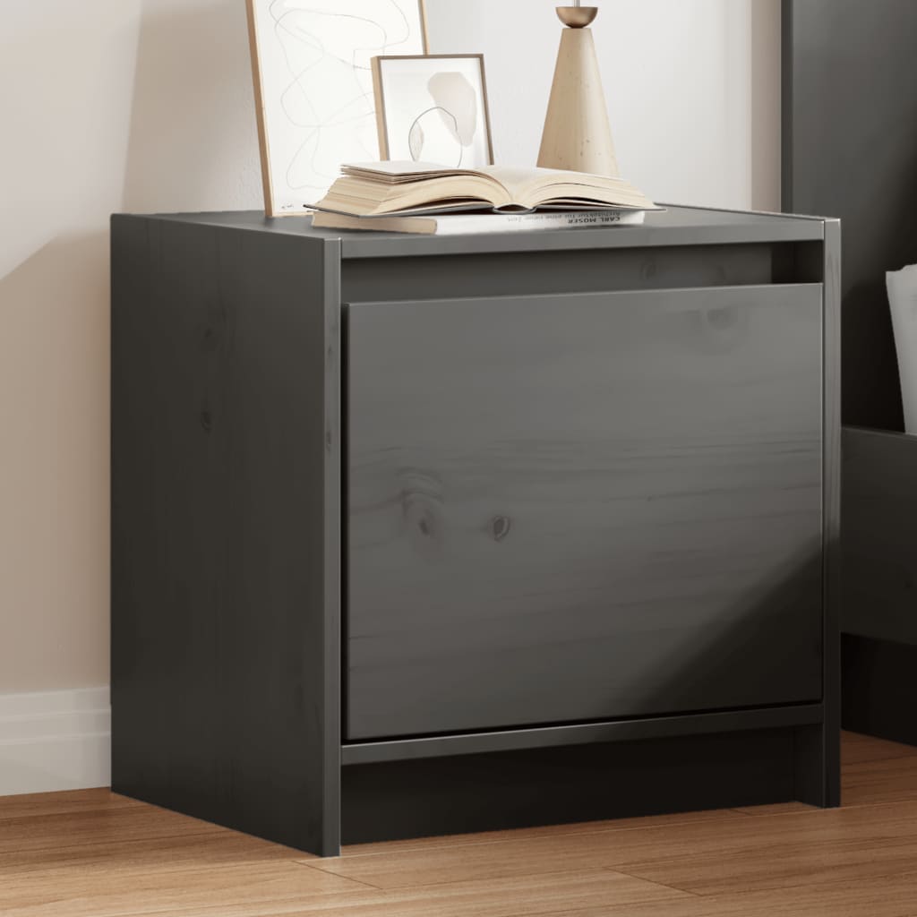 Bedside Cabinet Grey 40x30.5x40 cm Solid Pinewood