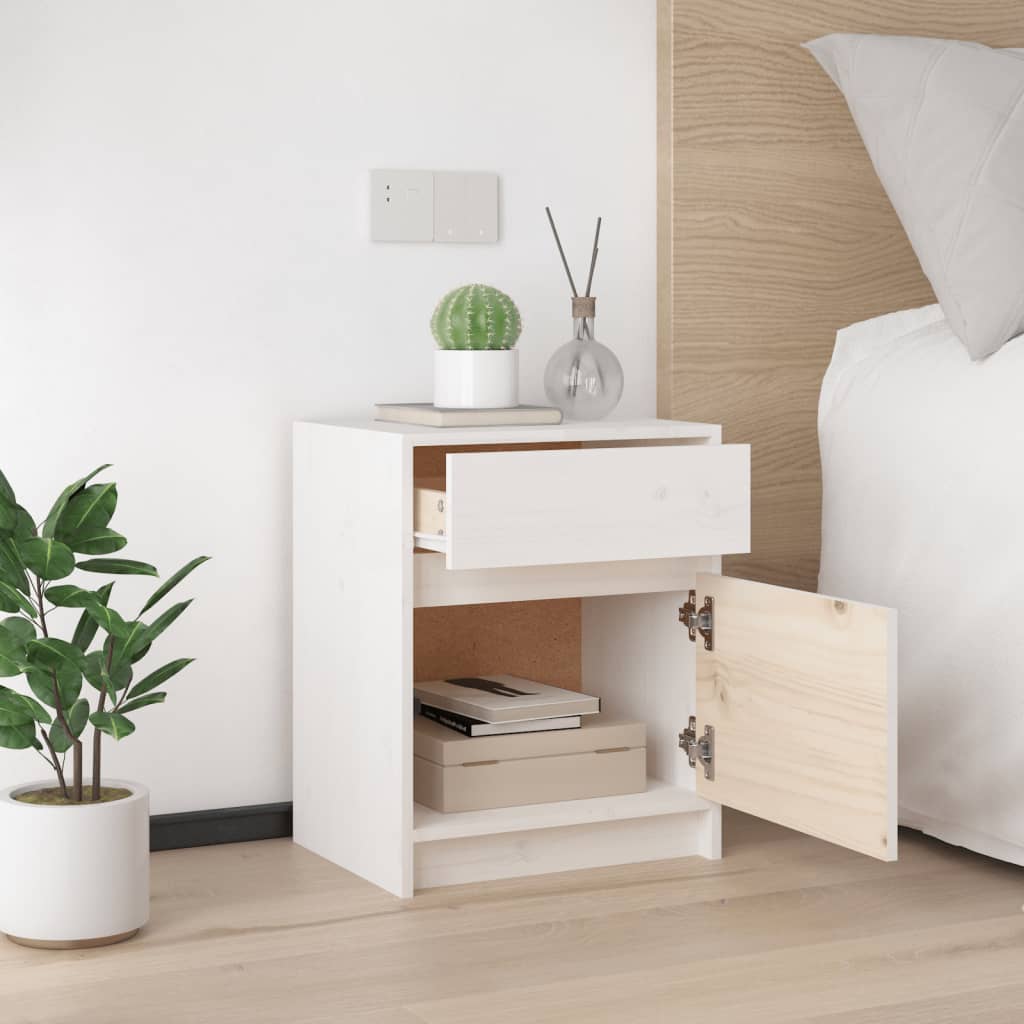 Bedside Cabinets 2 pcs White 40x31x50 cm Solid Pinewood