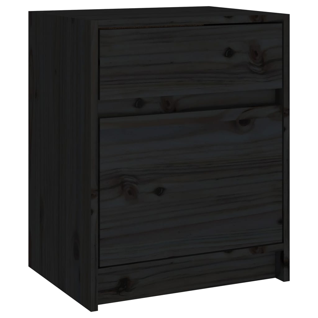 Bedside Cabinet Black 40x31x50 cm Solid Pinewood